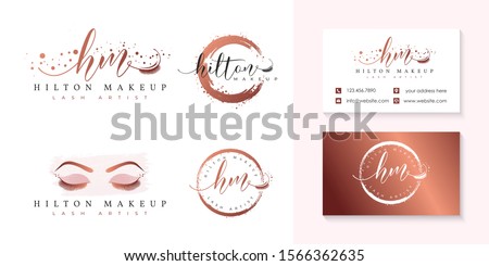 initial hm eyelashes logo collection template p vector ストックフォト © 