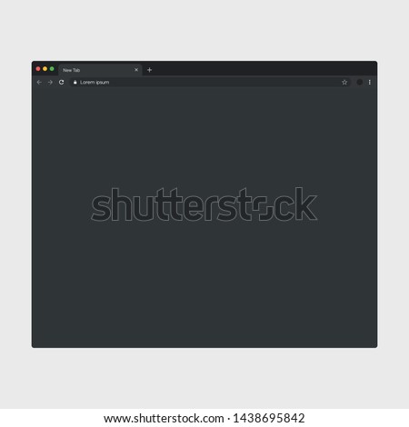 Simple browser window on grey background. Web browser. Flat vector stock illustration. Browser template design.