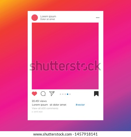 Social media photo frame template stories mobile interface. Social network post. Instagram Frame for your photo. Mockup. Vector illustration. - Vector