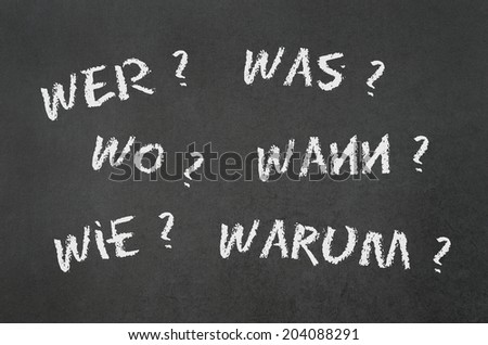 lots of questions like where what when why who and how in german language