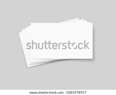 Vector business cards stack on transparent background.