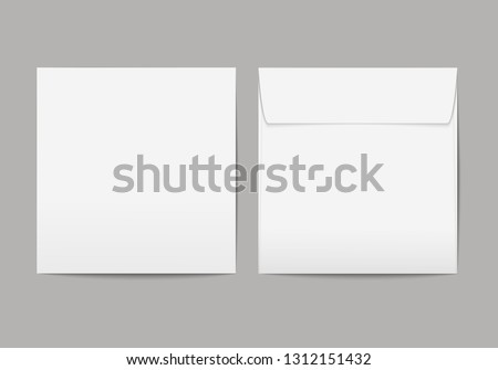 Vector realistic blank white paper square envelope with transparent background