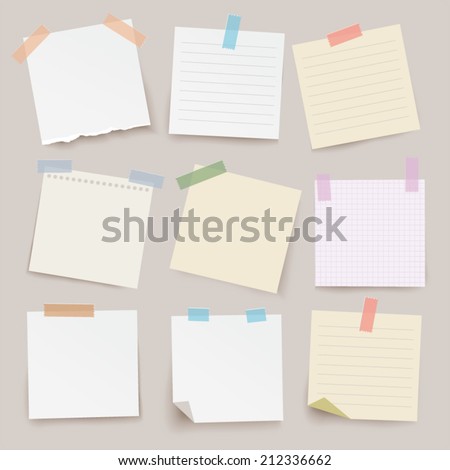 Set of different vector note papers. 
