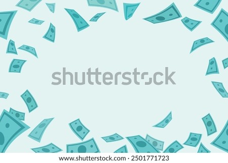 Vector illustration of flying money with space for design on transparent background.