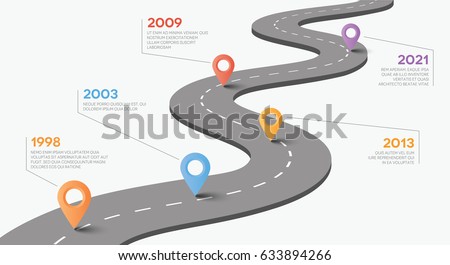 Vector road with pointers. Timeline concept.