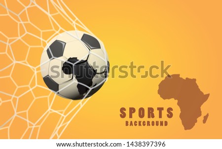 cup of nations , Realistic football in net with copy space for text, vector illustration Foto stock © 