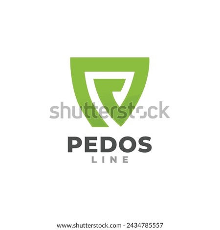 Abstract and modern letter P logo shield shape