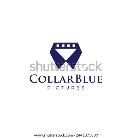 Blue collar logo film. Logo vector design template