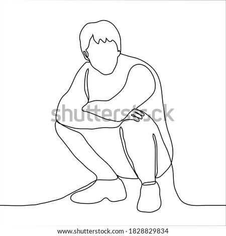 Man Hugging Knees To Chest Drawing - Thecrocodile Wallpaper