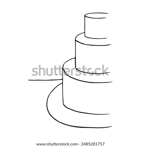 minimalistic three-tier cake stands on a table with empty space - hand drawn minimalistic illustration