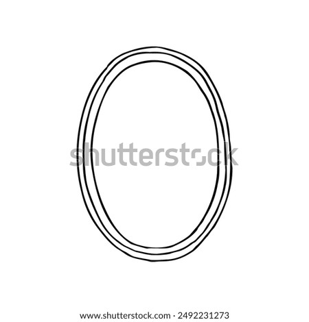 oval vertical frame - hand drawn outline drawing