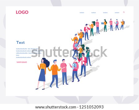 Business People crowd of business people standing in a line. Concept for web page, banner, presentation, social media. Group of people waiting in line, Group of refugees, migration. queue.