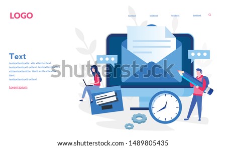 Mail service, e-mail message, mail notification sending, a new incoming sms, envelope, Social network, chat, spam. Vector illustration for web banner, infographics, mobile website. For landing page 