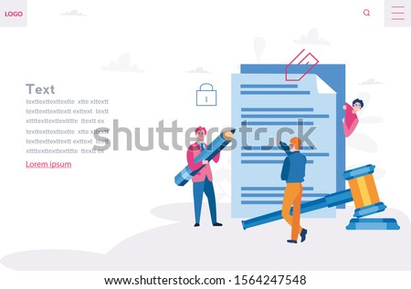 Agreement, legal notice, privacy policy, Vector illustration for web banner, infographics, mobile. Business contract signing