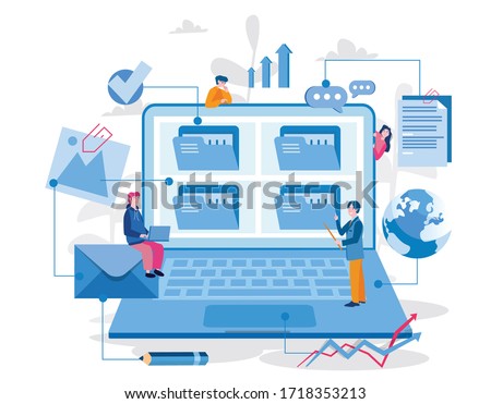 Electronic file organization service, Vector illustration for web banner, infographics, mobile. 