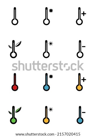 Vector set of thermometers in doodle style isolated on white background.