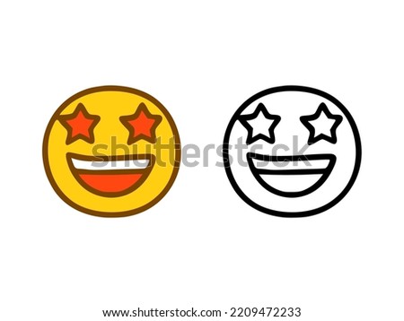 Star Struck emoticon in doodle style isolated on white background