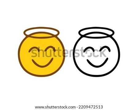 Halo emoticon in doodle style isolated on white background