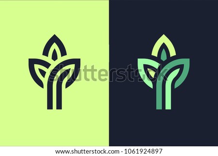 3 green leaf seedling growing plant logo.