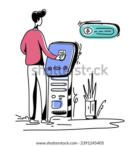 Man using contactless payments flat illustration in this graphic. technique is commonly used in infographics illustrations to make complex data more digestible visually appealing