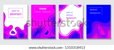 Vertical banners set with 3D abstract background and paper cut shapes. Background with violet color paper cut shapes. design layout for business presentations, flyers,  cards, brochure cove