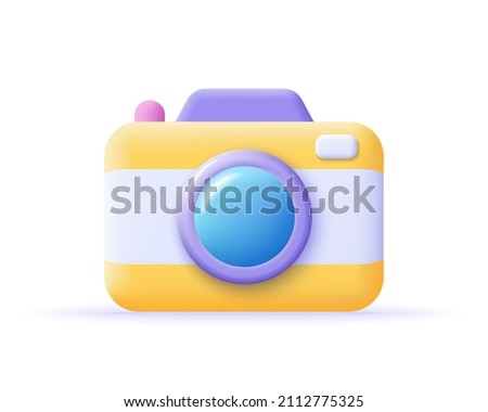 3D camera icon. Photo camera render. Concept technology and snapshot photography. 3d realistic camera vector illustration