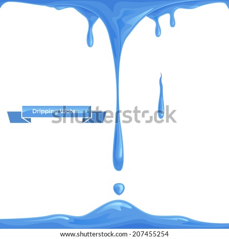 Water Dripping Down On A White Background And Splash Drops Stock Vector ...