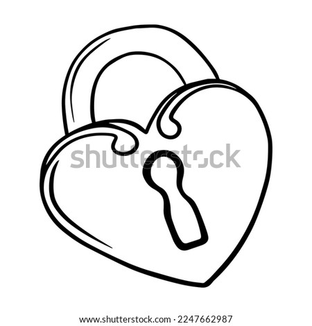 lock. Doodle key for st valentine. sketch lock. Doodle lock