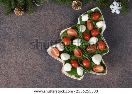 Similar – Foto Bild Caprese-Salat auf braunem Hintergrund