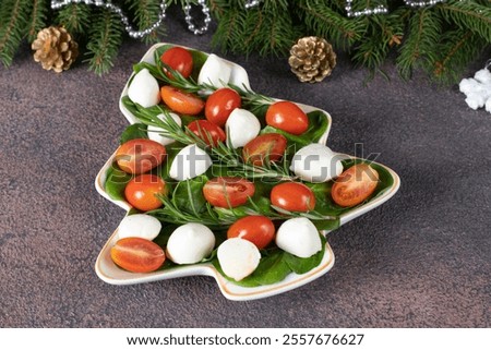 Similar – Foto Bild Caprese-Salat auf braunem Hintergrund