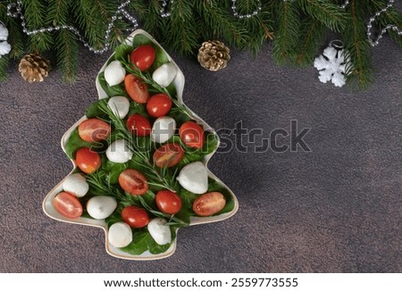 Similar – Foto Bild Caprese-Salat auf braunem Hintergrund