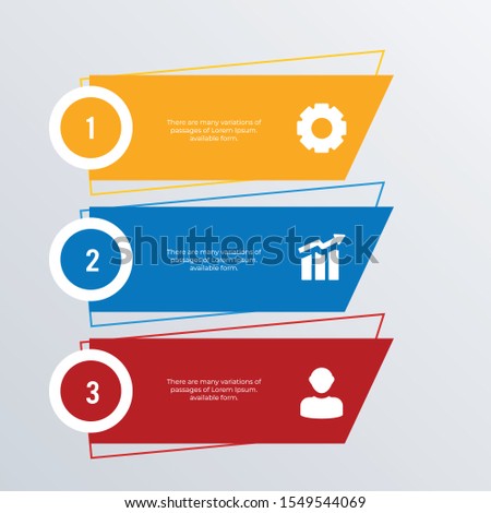 Visualized infographic template design. Business concept infograph with 3 options, steps or processes. Vector visualization can be used for workflow layout, diagram, annual report, web