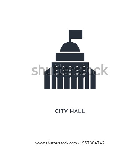 city hall icon. simple element illustration. isolated trendy filled city hall icon on white background. can be used for web, mobile, ui.