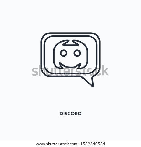 discord outline icon. Simple linear element illustration. Isolated line discord icon on white background. Thin stroke sign can be used for web, mobile and UI.