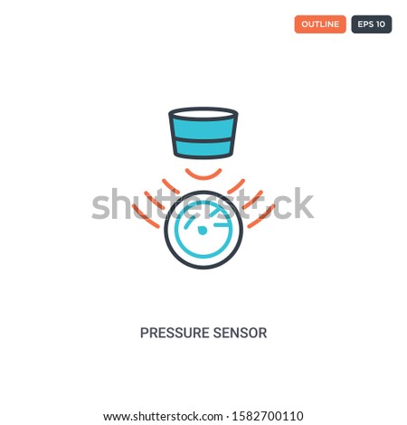 2 color Pressure Sensor concept line vector icon. isolated two colored Pressure Sensor outline icon with blue and red colors can be use for web, mobile. Stroke line eps 10.