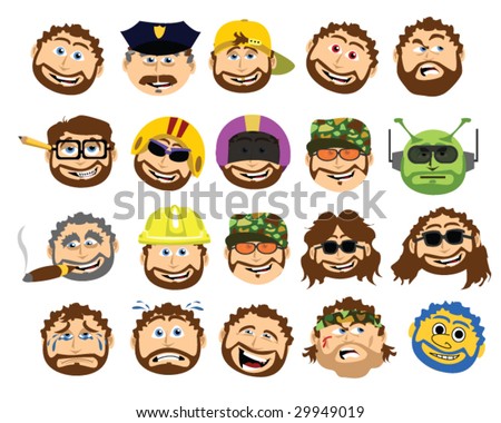The Bearded Cartoon Dad Collection - Vector Illustration