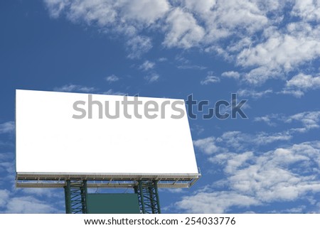 An empty banner on blue sky with cloud