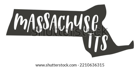 Massachusetts silhouette state. Massachusetts map with text script. Vector outline Isolated illustratuon on a white background. Massachusetts USA map for poster, banner, t-shirt, tee.