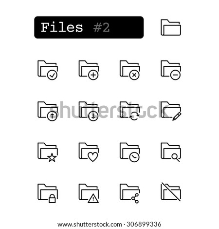 Set line thin icons. Vector. Document, file.