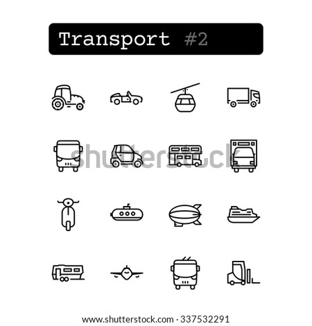 Set line thin icons. Vector. Transport