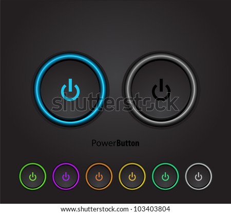 Black power buttons with led light