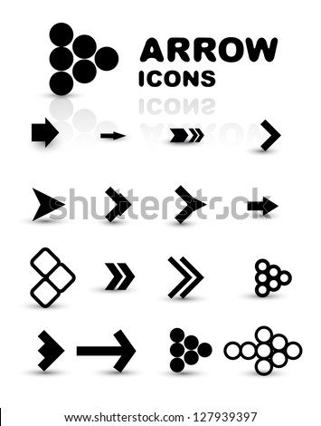 Vector set of black arrow icons isolated on white