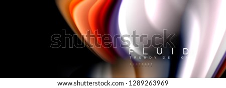 Bright colorful liquid fluid lines on black, vector modern abstract background