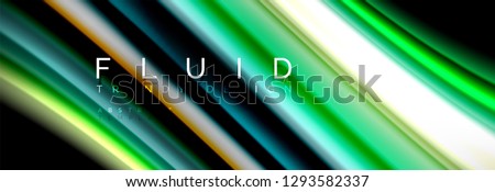 Bright colorful liquid fluid lines on black, vector modern abstract background