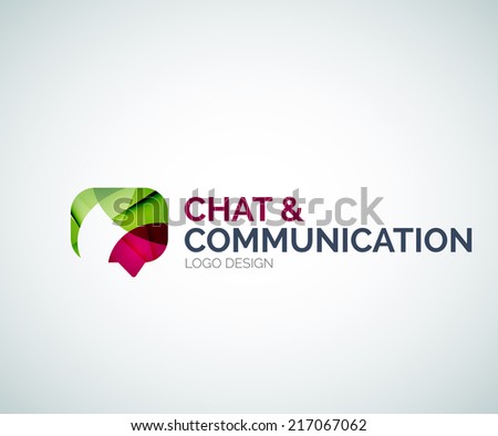 Abstract chat and communication logo design made of color pieces - various geometric shapes