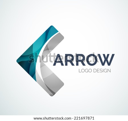 Abstract arrow logo design made of color pieces - various geometric shapes