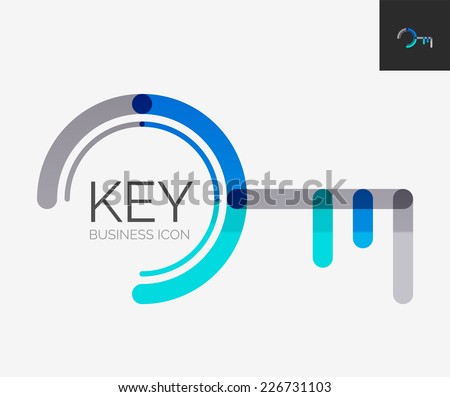 Minimal line design logo, business key icon, branding emblem