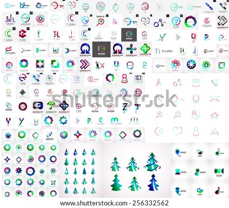 Mega collection of universal logos, business abstract icons