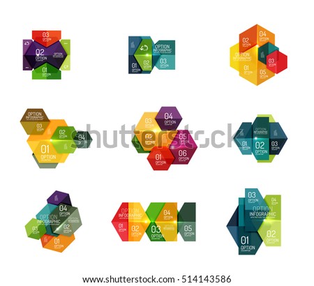 Paper geometric abstract infographic layouts. Vector business templates