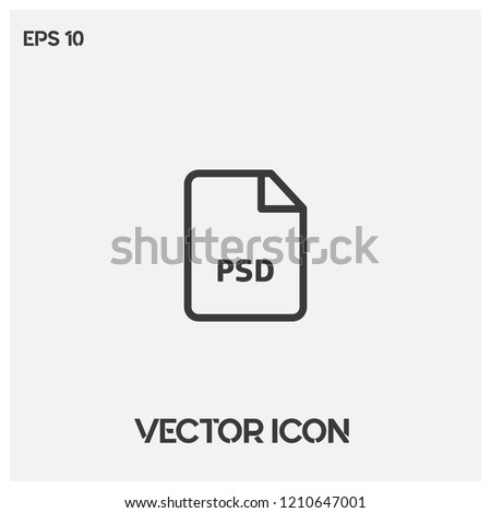 PSD file sign vector icon illustration.Flat PSD symbol icon vector.Ui/Ux.Light background.Premium quality.